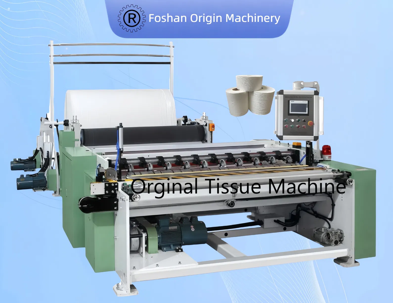 Maxi Roll / Toilettenpapier-Aufwickelmaschine 200-300 Meter / Min Geschwindigkeit 0